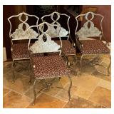 4 metal framed upholstered seat chairs, 19"