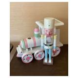 Nutcracker 11 1/2" T and wooden train.