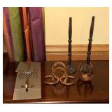 Metal horseshoe pieces, wreath holder
