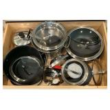 Belgique pots and pans, stock pot, griddle, glass lids