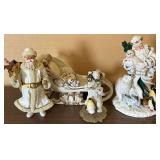 Paper mache Santa and other Christmas figurines