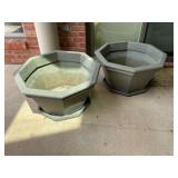 Pair of oversized plastic flower pots
