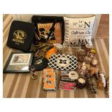 Mizzou memorabilia including stadium seat, pillow,