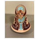 Vintage hand painted Russian wooden chime wobble bell