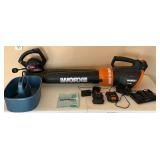 Worx blower, 20 volt, 3 batteries, 2 chargers