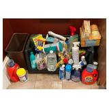 Cleaning supplies, Tide, glass cleaner, hand sanitizer