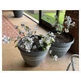 Pair of plastic flower pots with dirt 22" W x 17" T