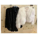 Ostrich feather neckline and fur shawl