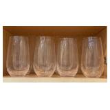 8 Water glasses with crackle bottoms