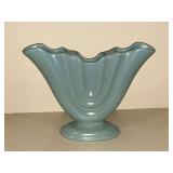 Camark vintage fan pottery vase, 10" T