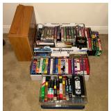 VHS tapes, wooden VHS box