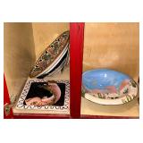 Pottery bowl, platters, etc.