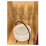 Cocktail glasses with matching snack plates
