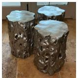 3 garden stools, one with damage