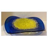 Blown art glass dish