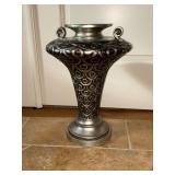 Decorative silver toned vase, 17" T