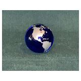 Cobalt blue glass globe paperweight