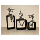 3 piece silverplate abstract musical ensemble statues