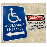 Handicap accessible metal sign