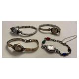 4 Ladies vintage watches, Wyler, Gruen, Elgin, Helbros