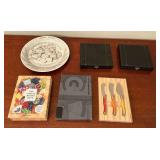 Cheese plate, knives,  Raimond pastry forks and server