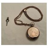 Antique ladies Elgin pocket watch, key wound with key