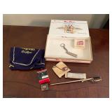 Collection of items, Crown Royal Bag, Bausch & Lomb loop