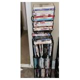 DVD collection on metal stand