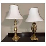 Pair of brass based table lamps