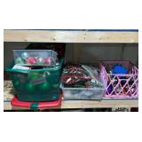 3 totes of Christmas ornaments and greenery