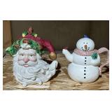 Dept. 56 Snowman teapot, Santa teapot