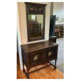Antique side bar with stenciled flowers