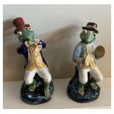 2 Majolica Art Pottery Frogs
