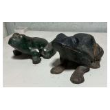 Pair of cast iron frogs, up to 6" L.