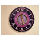 Purple and black wall clock, battery operated