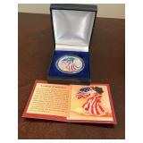 2000 American Eagle Silver Dollar, full color, COA