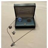 Sterling service pins and cuff link set