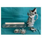 Arthur Court metal frog pitcher 11 1/2" T