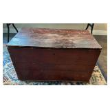 Wooden box with hinged lid