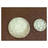 1964 Kennedy half dollar, 1944 Liberty dime.