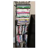 DVD collection on metal stand