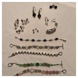 Bracelets with 925 clasp, earrings marked 925