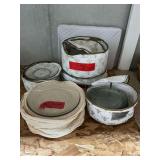 Clear glass dinner plates, salad plates, etc.