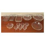 Assortment of glass bakeware, casserole dishes, bread pan