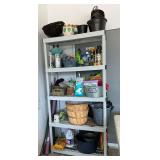 Plastic shelf and contents, 36" W x 18" D x 73" T