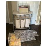 Laundry sorting station with rag rugs