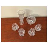 Glass vases, toothpick holder, flower bowl, etc.