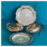 Silverplate covered casserole dish, serving tray, etc.