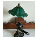 Metal frog lamp with glass shade