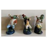 3 Majolica Art Pottery Frogs